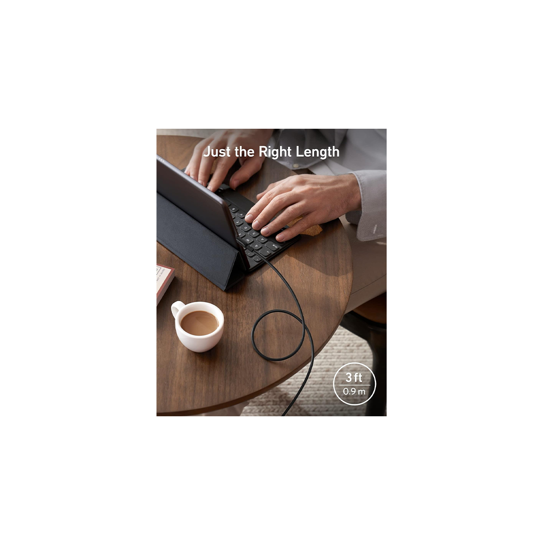 أنكر 322 كابل USB-C إلى Lightning مضفر 6 قدم - أسود أنكر 322 كابل USB-C إلى Lightning مضفر 6 قدم - أسود